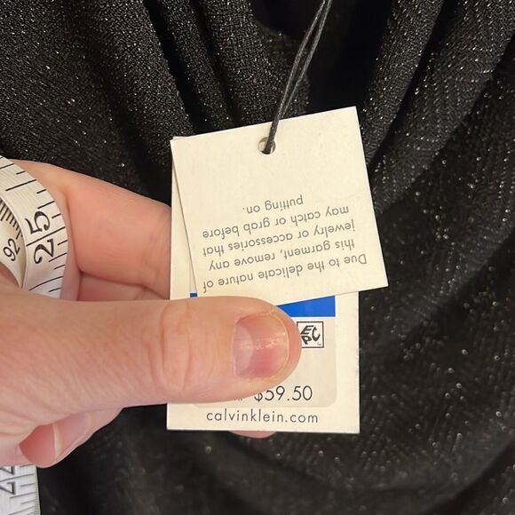 New Calvin Klein Sleeveless cowl neck top with metallic herringbone pattern - Picture 3 of 8